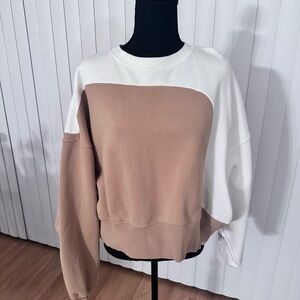 Nike Women's Crew Neck Sweater - White and Tan